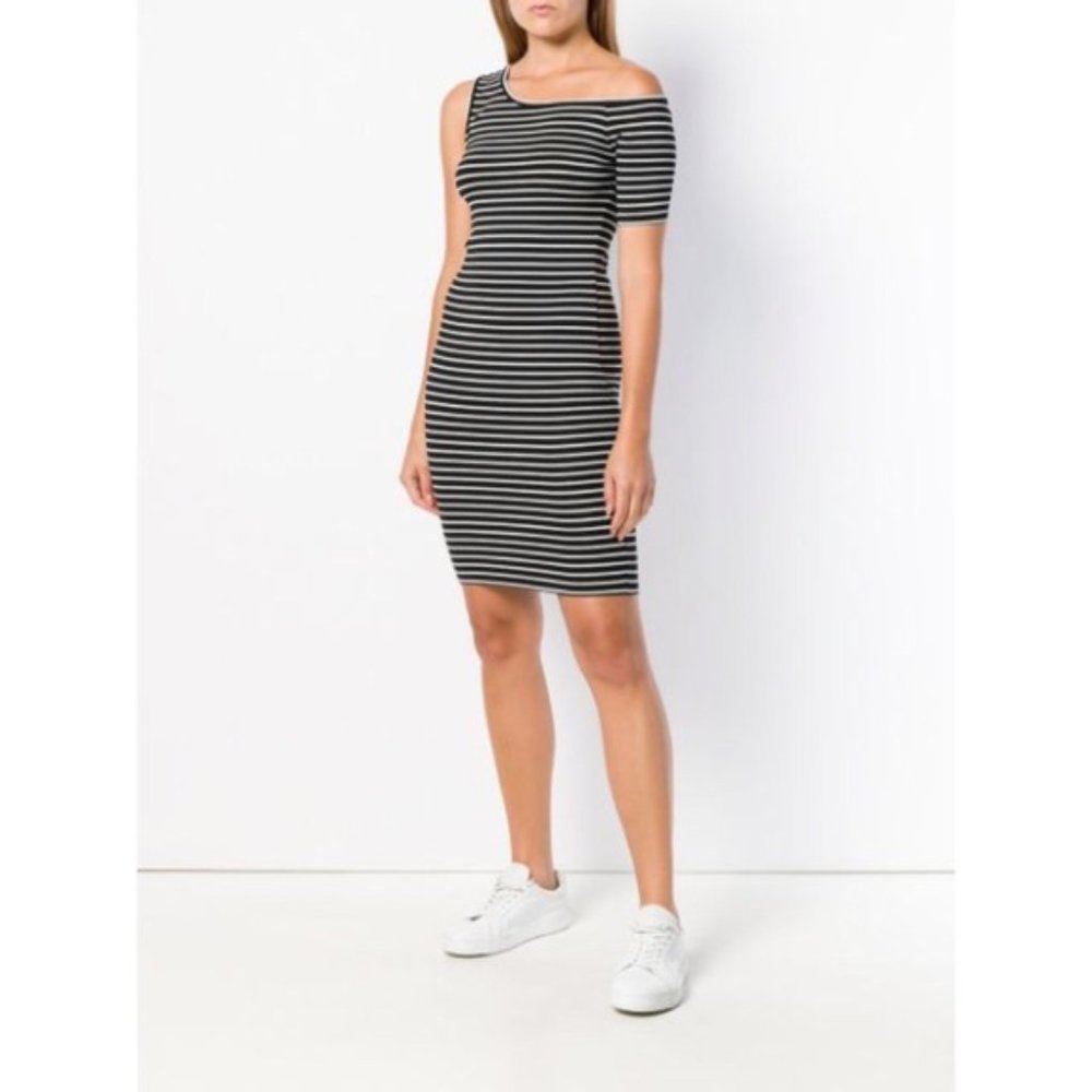 Frame Denim Striped-One Sleeved Dress L - Picture 1 of 4